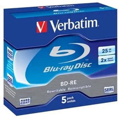 2X Bd-Re Sl 25Gb Rewritable Blu-Ray Discs (5-Pack) 1