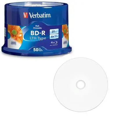 Bd-R Lth 25Gb Blu-Ray Disc – 6X Speed, White Hub, 50-Pack 1