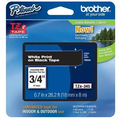 Black-Backed Label With White Print – 3/4" 1
