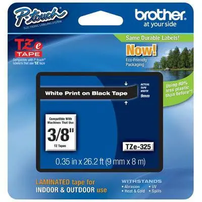 Black-Backed Tape With White Print – 3/8" 1