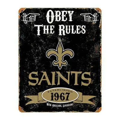 'No Saints' Vintage-Style Metal Wall Sign 1