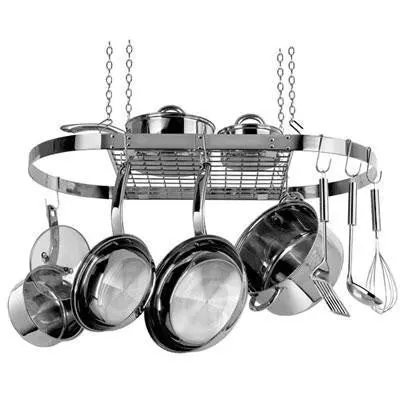 Oval Stainless Steel Pot Rack – Wall-Mounted Standard Design 1