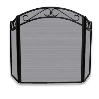 Triple-Fold Fireplace Screen With Arch Design And Black Frame 1