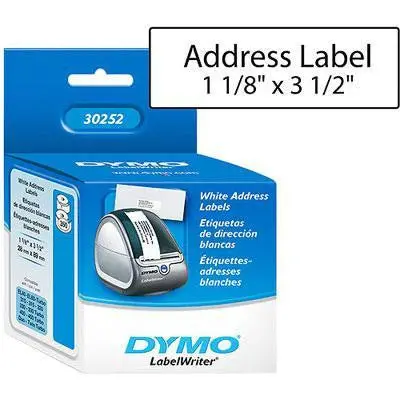 White 1-1/8" × 3-1/2" Adhesive Labels 1