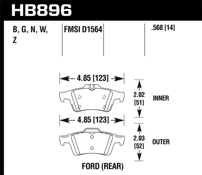 Hawk Hp Plus Front Disc Brake Pads – 0.568" Thickness For High-Performance Stopping Power 1