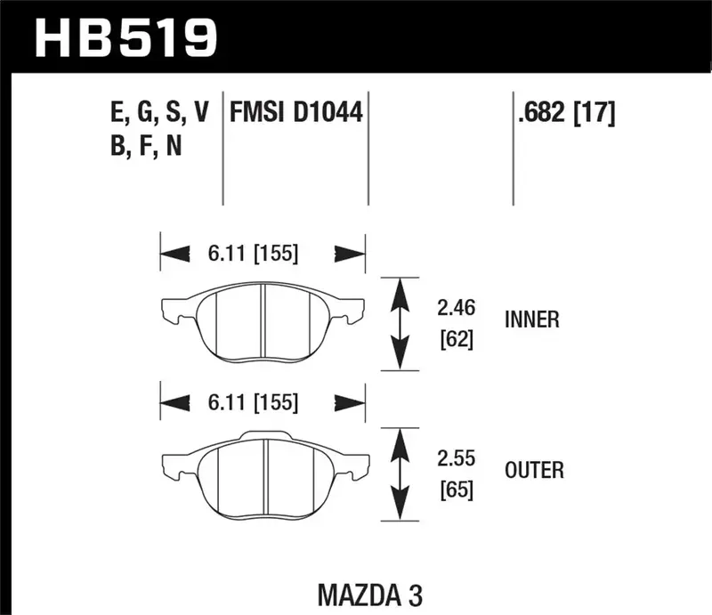 Hawk Performance Blue 9012 Disc Brake Pads – 0.682-Inch Thickness (Hb519E.682) 1