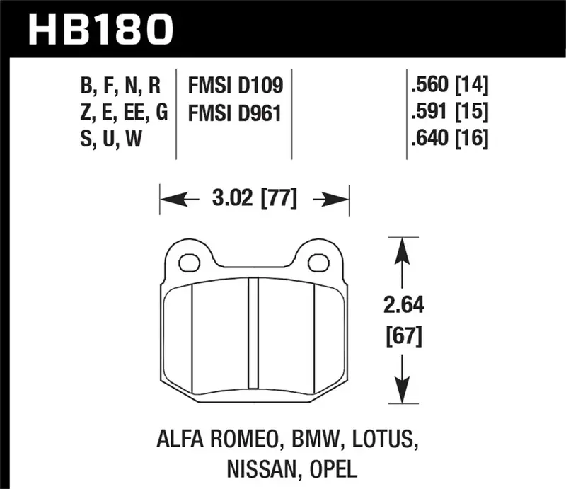 Hawk Performance Hb180G.640 Dtc-60 High-Performance Brake Pads – 0.640" Thickness 1