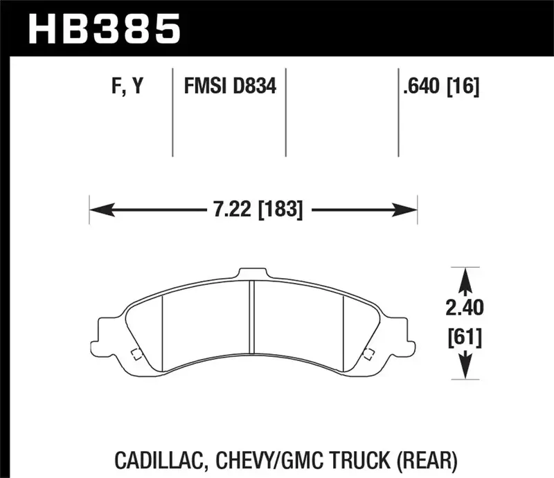 Hawk Performance Hb385F.640 Hps Disc Brake Pad 0.640 Thickness 1